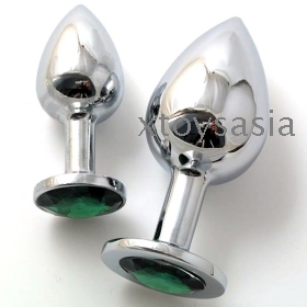 EXTRA LARGE - Stainless Steel Attractive Butt Plug Jewelry / Rosebud Anal Jewelry Green 