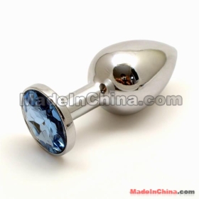 Stainless Steel Attractive Butt Plug Jewelry / Jeweled Anal Plugs / Rosebud Anal Jewelry Light Blue 