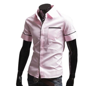 free shipping fashion casual shirts for men ,short sleeve dress shirts   design black/white M-XXL--26