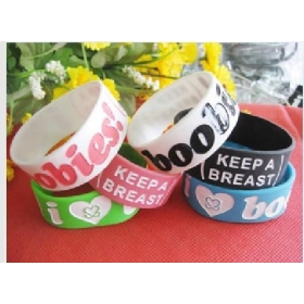 Wholesale - 100pcs Keep-A-Breast I Love Boobies Bracelet breast cancer heart gla-----28