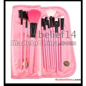 12 Pièces Set ! Pinceau de maquillage de haute qualité Haut fixé le dévers de la brosse perdre des cheveux ont 2 couleurs par belief14