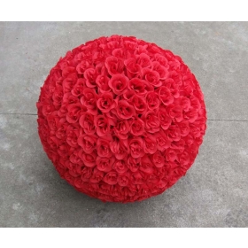 Artificial silk kissing rose flower ball  red color  35cm diameter