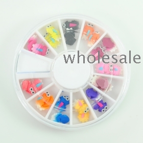 New Cute 3D FIMO Slice Goldfish Design Nail Art Decoration Wheel