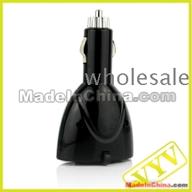 Double Dual USB Port Car Charger Adapter YXT-108 For - Black Free Shipping