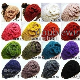 Wholesale Winter Flower Crochet Knit Headwrap Headband Ear Warmer Mixed Colors 200pcs/lot