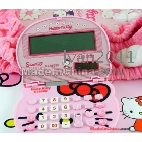 A- hotsale + Hello Kitty 12 cifre Solberegner / Folding regnemaskine / elektronisk regnemaskine / Tæller / Cartoon / Lovely / Free shipping