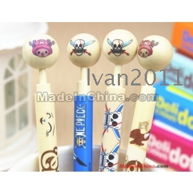 One piece of cartoon ballpen wooden head modeling ballpoint pen