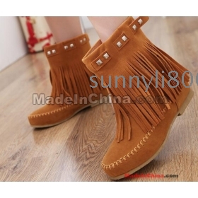 Free Shipping Wholesale New Style hot sale Special Wild female Rivets Sweety Suede Tassel ankle boots EU34-39