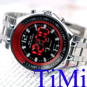 30M Diving Analog Red LED Digital Steel Men Sport Watch freeship 