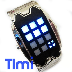 Blue Binary LED Digital Mens Wrist Watch Gift