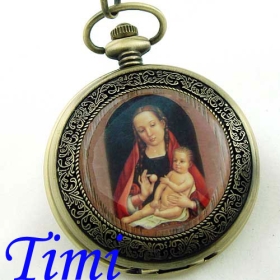  Men Skeleton Pocket Watch Mother Son Painting hotsale  