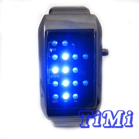 Fashion Blue Binary LED Digital Mens Wrist Watch black