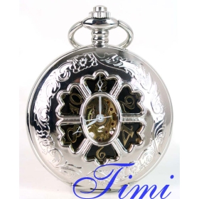 CLASSIC ANTIQUE SILVER POCKET WATCH - BLACK hotsale