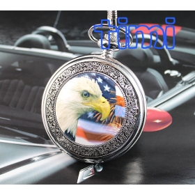 2012 nieuwe collectie Uil USA Flag Artistieke Pocket Quartz Animal horloge groothandel China