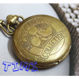 Rare Mickey Mouse Cas en laiton de collier de montre de poche freeship de Collection