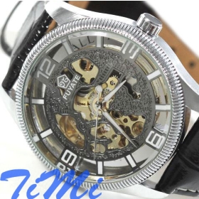 Mens Automatic Watches Fully See through Skeleton Gold 2011