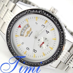 Men Automatic Watch White Luminous Date Stainless Steel 