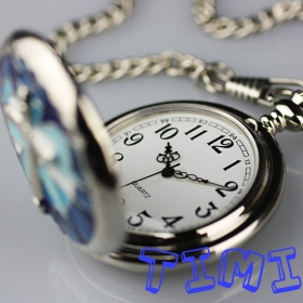 New Silver Cross Men's Quartz Pocket Watch Chain Gift 9