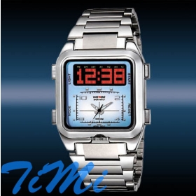 Dual Time Scrolling Display Digital LED Sport Men Watch blue hotsale