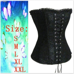 qm2163black  -  Black overbust Gothic Corset