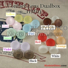 [ MOQ 10 τμχ ] [ Δωρεάν αποστολή ] θήκη φακών επαφής 10 χρώματα Διπλή Box Double Lens Case ενυδάτωση υπόθεση HM01
