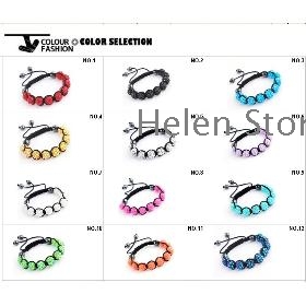 Free shipping 55pc/lot Hand-woven crystal bracelet Shambala Charm Disco Ball Bead Bracelet Fashion Bracelet 025