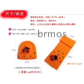 Brmos shop . Free shipping 3set/lot   caps+scarf ladybird Beetle kids Hat toddler hats scarves ladybug knit winter cap+ headgear Hat ,Red scarf+red hats,children scarf,child hats