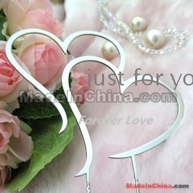 FREE SHIPPING- 4.5" Double Heart Silver Monogram Wedding decoration Cake Topper - Wholesale and retail -HOT SELL