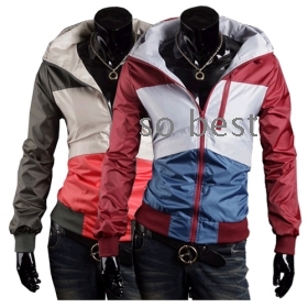 Free shipping New style fashion mens coats casual active Jacket Letter Printing Color matching men windbreak jackets 2 colors 