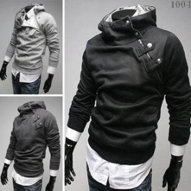 Mens Korean Slim Rider Zip Up Hoodie Jacket Winter Outwear New