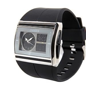 New OHSEN Analog Digital Mens Dual Time Quartz Watches Men's Wrist Watch(A007) 