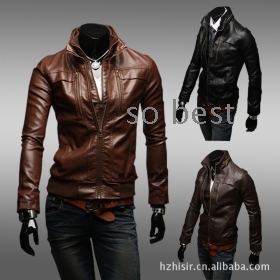 Cuoio Corto Fit Top Jacket Coat Outerwear sexy colore Uomo progettati Slim 3