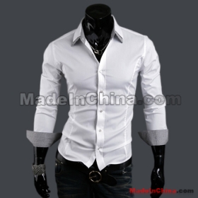 Hot Free Shipping Mens Casual Luxury Stylish White Dress Slim Shirts fitted basic Tops
