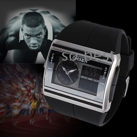 30M Wodoodporny New OHSEN Czarny Mens cyfrowe analogowe Wrist Watch Quartz ( A007B )