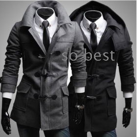 HOT Men's Wool Coat Casual wool Trench Coat Outear Overcoat Jacket SIZE: M-XXL