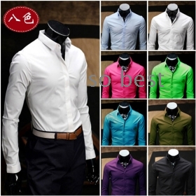 Long Sleeves Fashion Style design Mens Slim fit Casual Dress Shirts 8 Colors