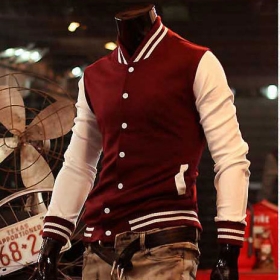 Fashion Men Varsity Baseball Coat College Sport Jacket Outwear Slim Fit Top Outwear No word