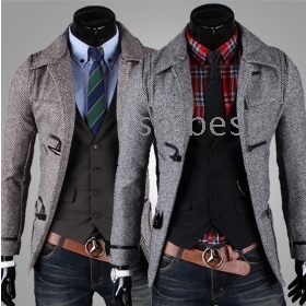 MENS CASUAL Claw Cotton Wool Half TRENCH COAT  SLIM FIT JACKET Outwear