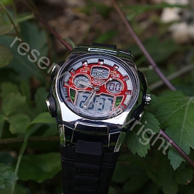Red DUAL DIAL TIME SHOW 30M WATERPROOF DIVER MEN'S SPORT WATCH OHSEN FOR MAN(A309RE)