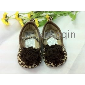Leopard Grain filles chaussures pour tout-petits semelle souple fleur rose infantile de bébé Chaussures