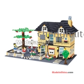 2012 new wange legoal block toys, villa with doll, complete house in diy by children, good enlighten educational product, free shipping by china post