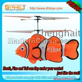 1pcs 2012 New!!! 3  clown flying fish rc infrared remote controlled helicopter, free shipping by china post