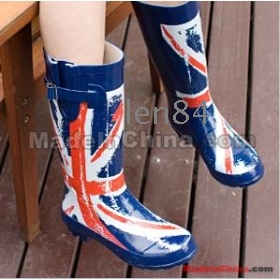 Wholesale boots Rain boots Fashion boots  high boots Classic hand-painted Union Jack British rain boots