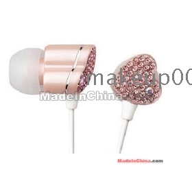 Namorada de cristal fones de ouvido fone de ouvido tipo diamante em tampões coração rosa