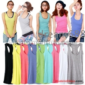    bg Summer wear women's new show thin condole belt vest cultivate one's morality in the women's long money strander vest