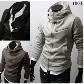 free shipping brand new men's clothing Unique inclined zipper metal buttons catch thickening /coat JACK size M L XL XXL A5