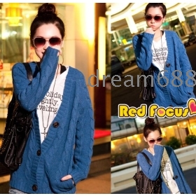  hot sale!!! free shipping new women's loose 3 grain buckle knitting cardigan sweater m1