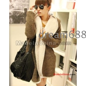 Promotion price!!! free shipping brand new women's Fluffy shuangpin color thicken the long money even cap coat h1