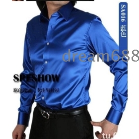 Promotion price!!! free shipping brand new shiny silk satin long-sleeved shirt Men's SA014 long sleeve clothing ---8