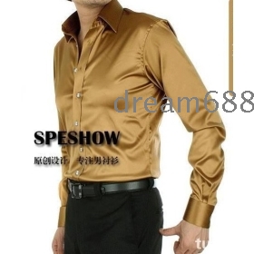 hot prodej !SA014 doprava zdarma zbrusu nový lesklý hedvábný satén triko s dlouhým rukávem pánské dlouhý rukáv oblečení